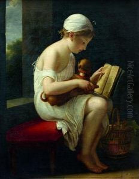 Jeune Fille Apprenant Les Lettres A Son Chien Oil Painting by Jeanne-Elisabeth Chaudet