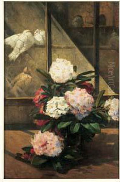 Hortensias Devant La Palombiere Oil Painting by A. Chaunie