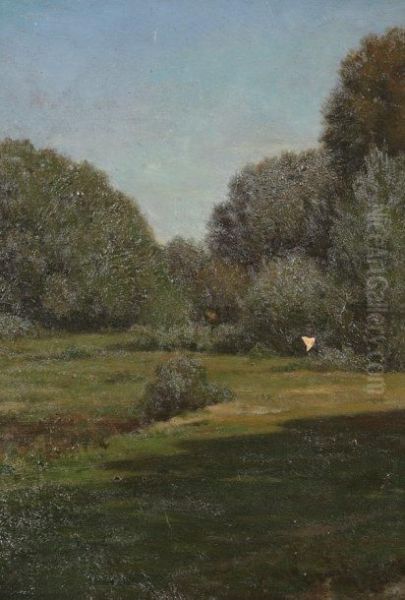 Paysage A Barbizon Oil Painting by Theophile Narcisse Chauvel