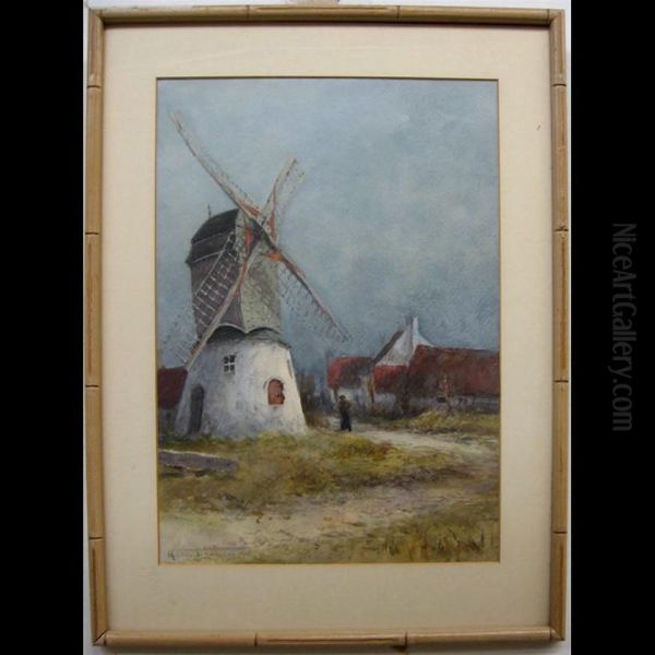 Dutch Village Scene Oil Painting by George Chauvignaud