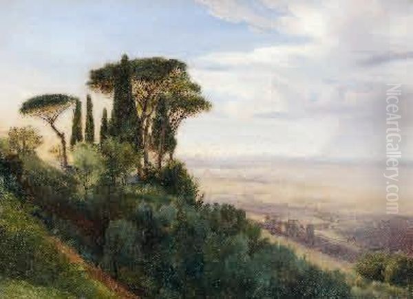 Vue De La Ruffinella Oil Painting by Pierre-Athanase Chauvin