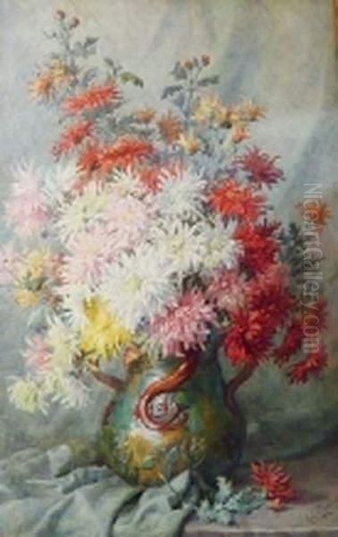  Bouquet De Fleurs Sur Entablement  Oil Painting by Antoinette Chavagnat