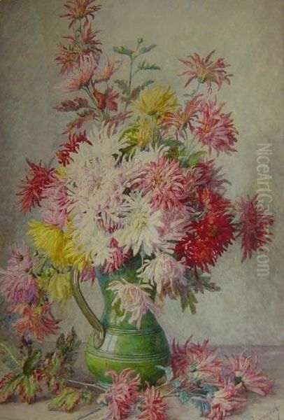 Bouquet De Fleurs Oil Painting by Antoinette Chavagnat