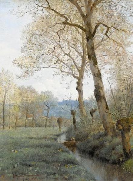 Ruisseau Environs De Lausanne Oil Painting by Alfred Chavannes