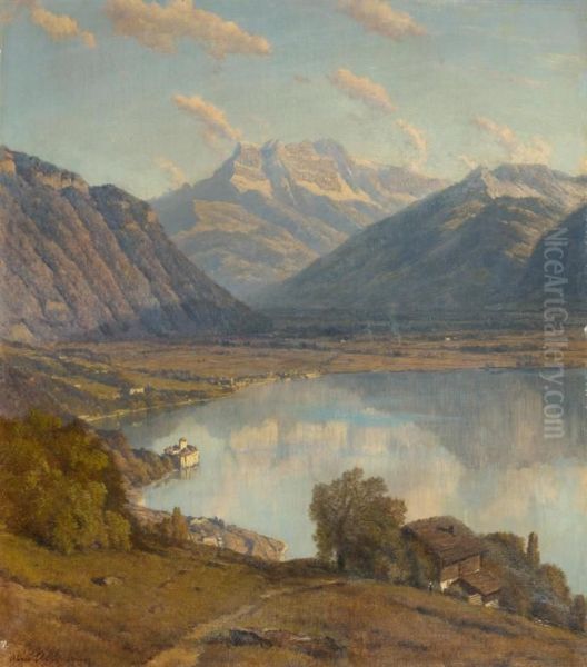 Vue De Glyon Oil Painting by Alfred Chavannes