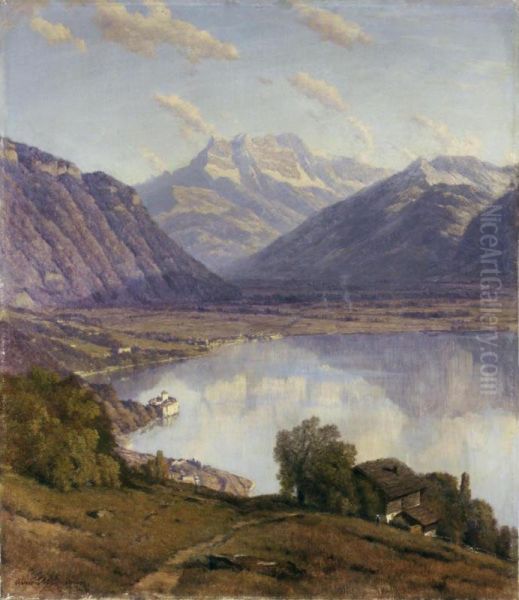 View Of Glyon Oil Painting by Alfred Chavannes