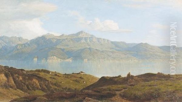 Herbstliche Partie Am Genfersee. Oil Painting by Alfred Chavannes