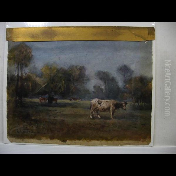 Grazing Cattle Oil Painting by Georges Chavignaud