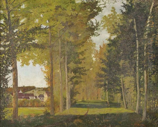 Vue D'une Lisiere De Foret Pres D'un Hameau Oil Painting by Andre Camille Chazal