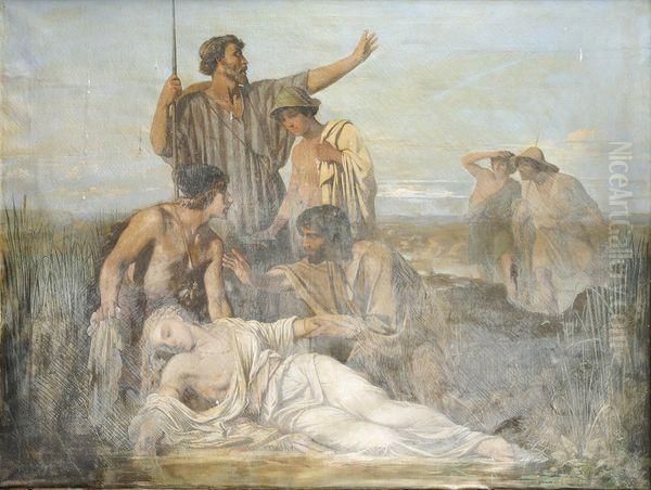 Zenobie Decouverte Par Les Bergers Sur Les Bords De L'araxe Oil Painting by Charles Camille Chazal