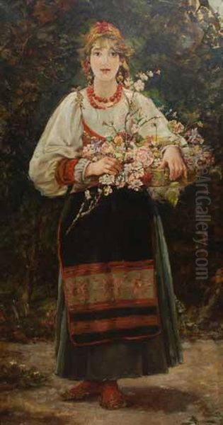 Muchacha Romana Oil Painting by Ulpiano Checa y Sanz