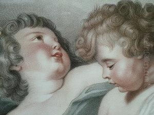 Cherubs Heads, After Peter Paul Rubens, Publ. By Thomas Cheesman, April 6th 1800, London; Stipple Engraving Printed In Colours, 34x46cm Oil Painting by Thomas Cheesman