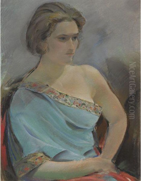 Portrait Of The Artist's Wife Oil Painting by Sergei Vasil'evich Chekhonin