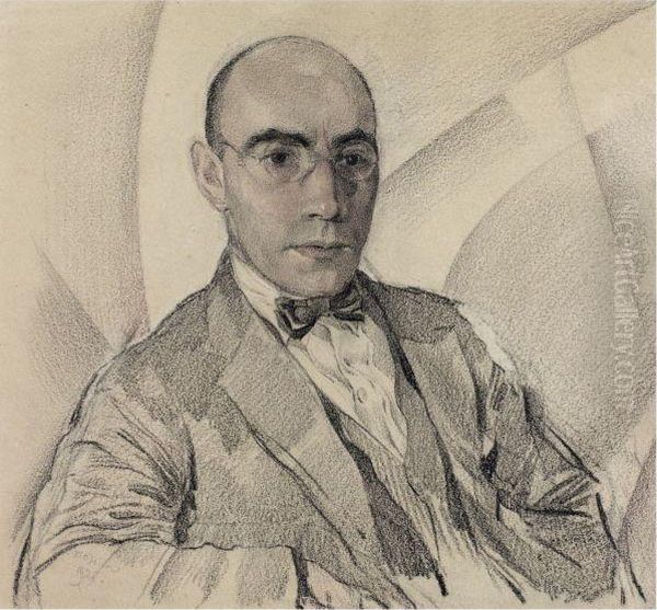 Portrait Of Miron Sherling Oil Painting by Sergei Vasil'evich Chekhonin