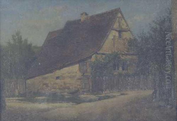 Bauernhaus Am Strasenrand Oil Painting by Adolf Chelius