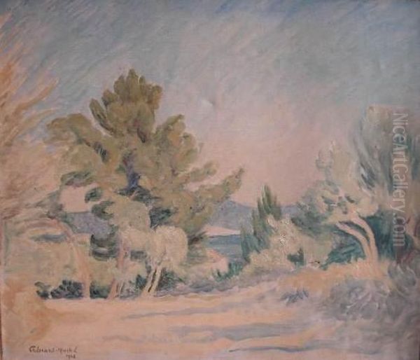 Vue De La Route A Sanary Oil Painting by Georges Chenard-Huche