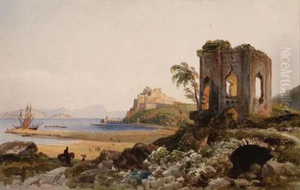 Castello Di Baia Con Il Tempio Di Venere Oil Painting by Edward Cheney