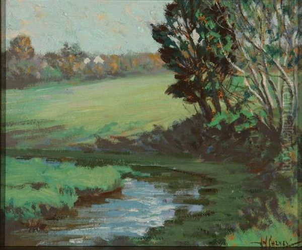 Spring Landscape With Stream Oil Painting by Harold W. Cheney