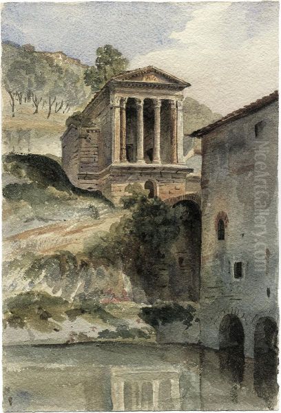 Der Clitumnus-tempel Bei Spoleto Oil Painting by Harriet Cheney