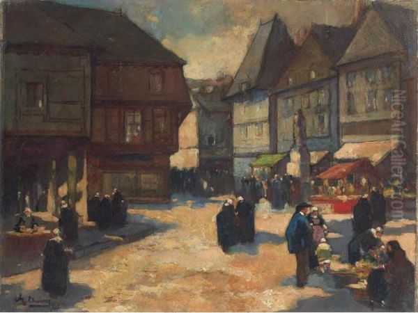 Brittany Street Scene Oil Painting by Russell Cheney