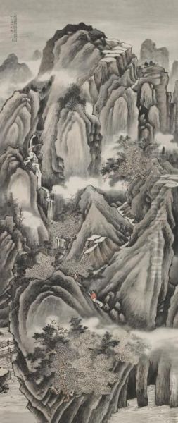 Secluded Ravines Imitating Wang Duo Oil Painting by Jin Cheng