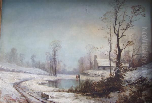 Paysage D'hiver Oil Painting by Augustin Pierre Bienvenue Chenu