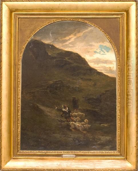 Cacciatori E Cani In Montagna Oil Painting by Fleury Chenu