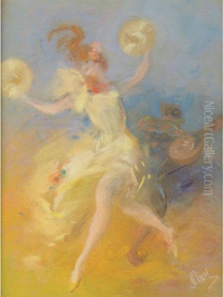 Dancing Woman Oil Painting by Jules Cheret