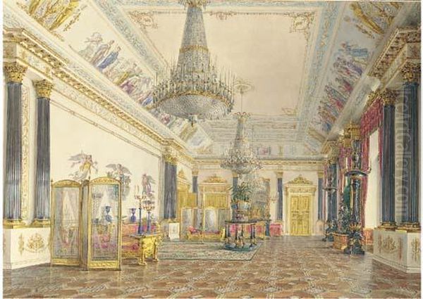 The Golden Drawing-room, The Winter Palace, St. Petersburg Oil Painting by Grigori Grigorevich Chernetsov