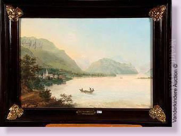 Lac Anime Dans Les Alpes Oil Painting by Nikanor Grigorevich Chernetsov