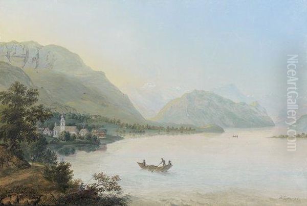 Paysage Alpin Avec Un Lac Oil Painting by Nikanor Grigorevich Chernetsov