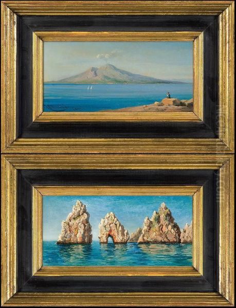 Faraglioni Rocks At Capri Oil Painting by Andrea Cherubini