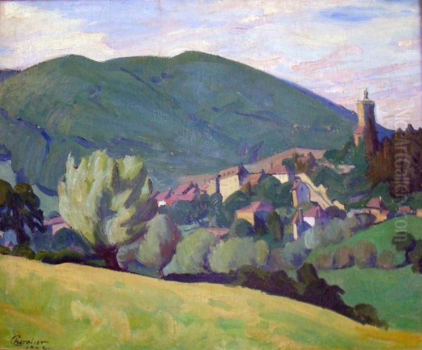 Village En Montagne Oil Painting by Ernest Jean Chevalier