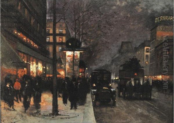 Night Lights Oil Painting by Ernest Jean Chevalier