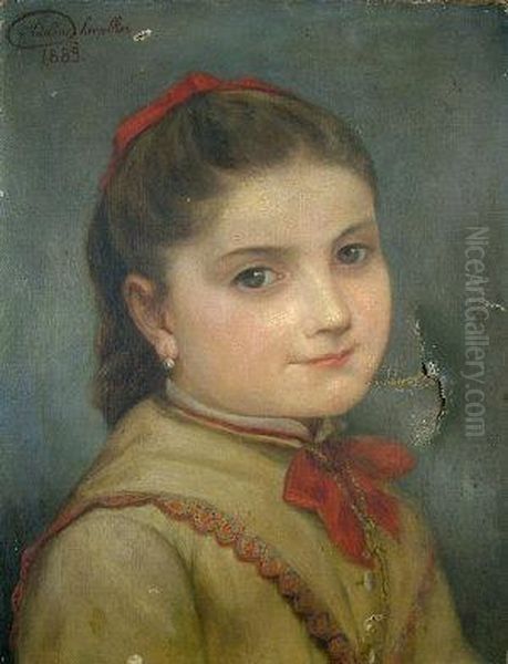 Portrait Of A Young Girl Oil Painting by Adeline Chevallier