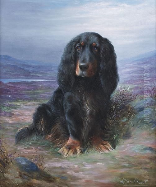 Cocker Spaniel In A Highland Landscape Oil Painting by Lilian Cheviot