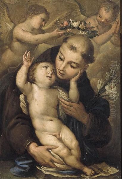 Sant'antonio Da Padova Col Bambino Oil Painting by Gerolamo Chignoli