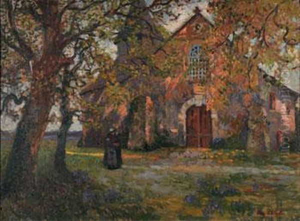 Le Printemps Devant La Chapelle Oil Painting by Eugene Chigot