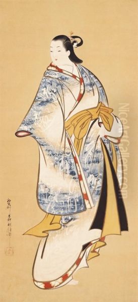 Standing Beauty Oil Painting by Matsuno Chikanobu