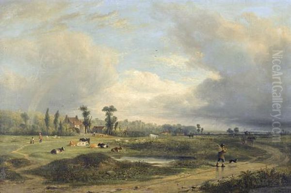 Sommerliche Landschaft Mit Regenbogen Oil Painting by Elias Childe