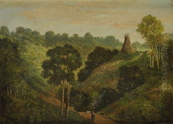 Paysage Montagneux Avec Berger Et Animaux Oil Painting by Antoine Chintreuil