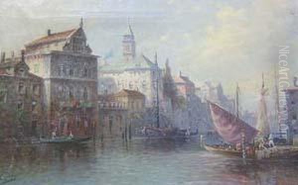 Venetian View Oil Painting by Carlo Chiostri