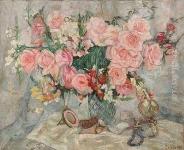 Bouquet De Fleurs Oil Painting by Eugene Chiriaeff