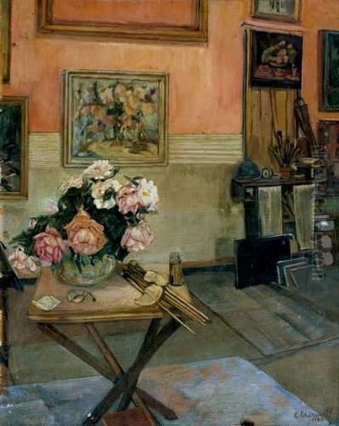 Vue D'atelier Oil Painting by Eugene Chiriaeff