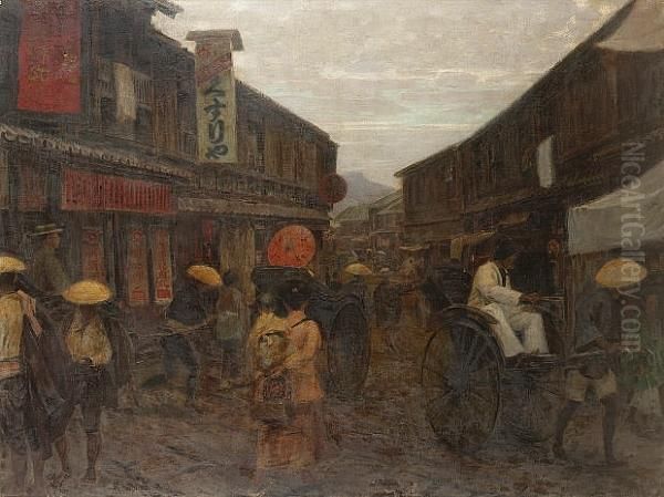 Edo (old Tokyo), Japan Oil Painting by Aleksandr Innoken'Ev Chirkov