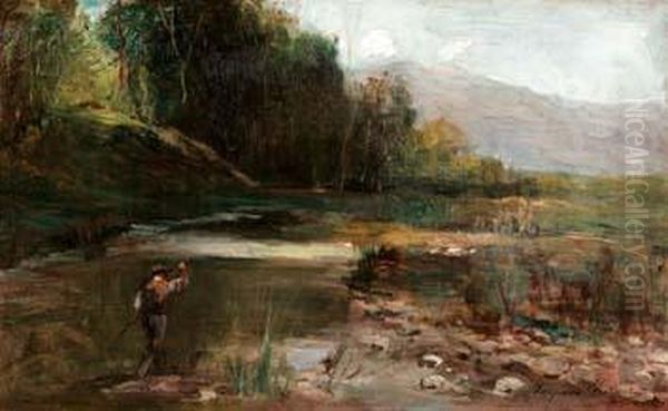 Lungo Il Fiume Oil Painting by Traiano Chitarin