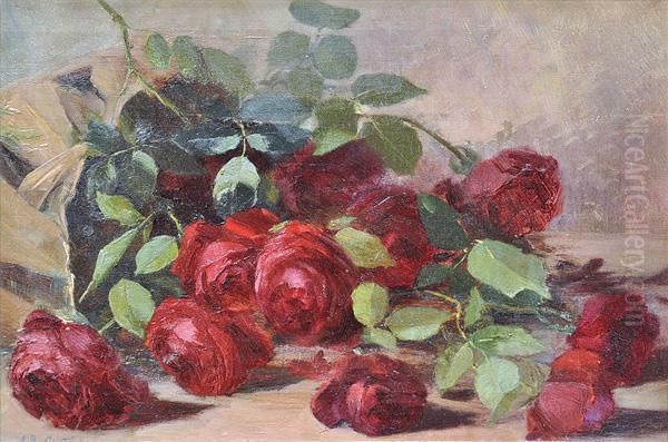 ''still Life Of Roses,'' Oil Painting by Alice Brown Chittenden