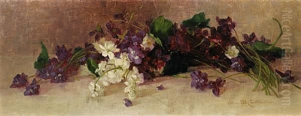 Still Life With Purple And White Blossoms Oil Painting by Alice Brown Chittenden