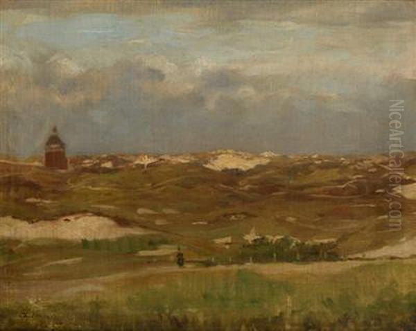 A Study Of A Landscape With Houses Oil Painting by Antonin Chittussi