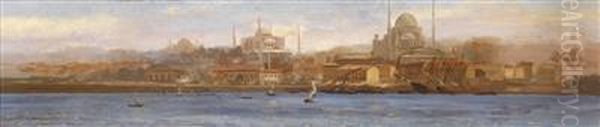 Aview Of Istanbul Oil Painting by Stanislaus von Chlebowski